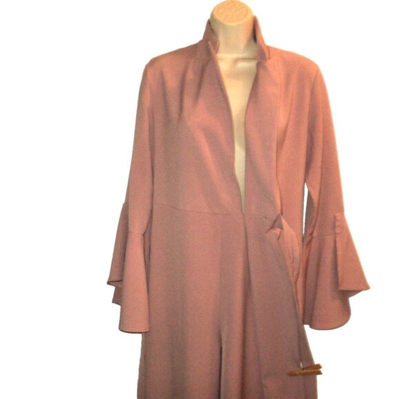 CBR Women's Size L Formal Jumpsuit Light Mauve Tie Belt Flare Sleeves Defect! - Picture 7 of 10